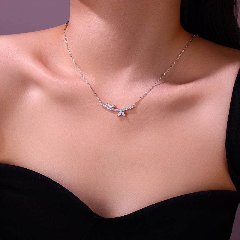 Floral Bar Moissanite Necklace