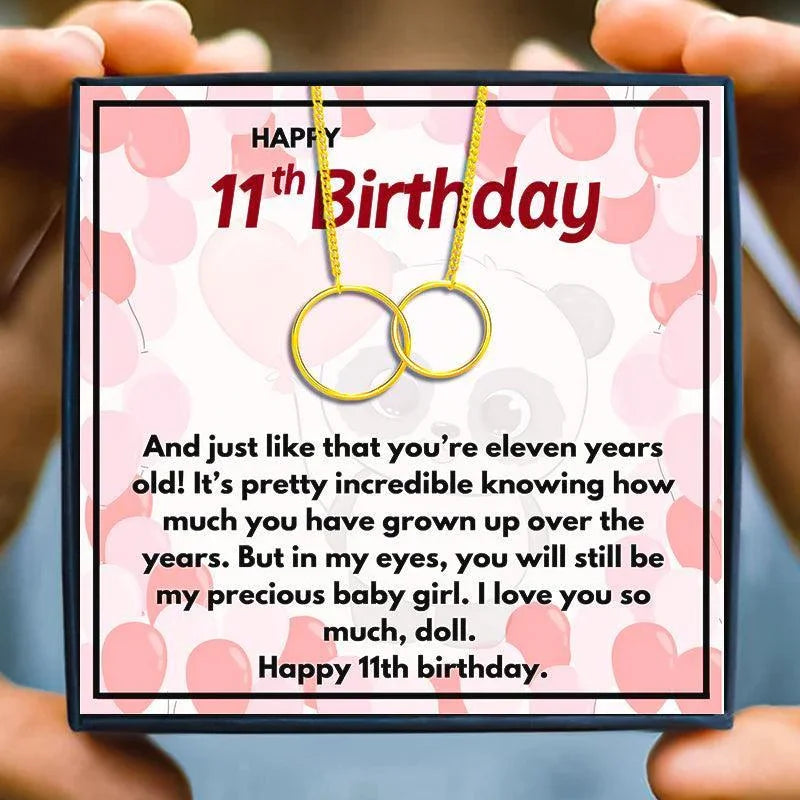 11th Birthday Necklace Gift For Sweet Girl - birthday necklace - 11th Birthday Necklace Gift For Sweet Girl - Rose Gold - by Hunny Life