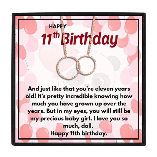 11th Birthday Necklace Gift For Sweet Girl - birthday necklace - 11th Birthday Necklace Gift For Sweet Girl - Rose Gold - by Hunny Life