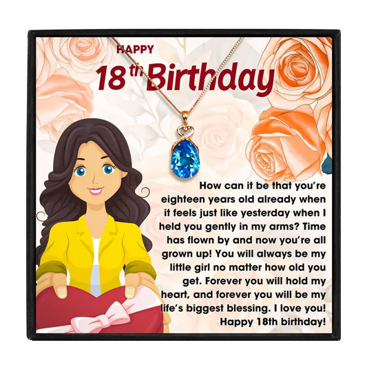 18th Birthday Gift Necklace For Sweet Birthday Girl - birthday necklace - 18th Birthday Gift Necklace For Sweet Birthday Girl - Blue Crystal Necklace - by Hunny Life