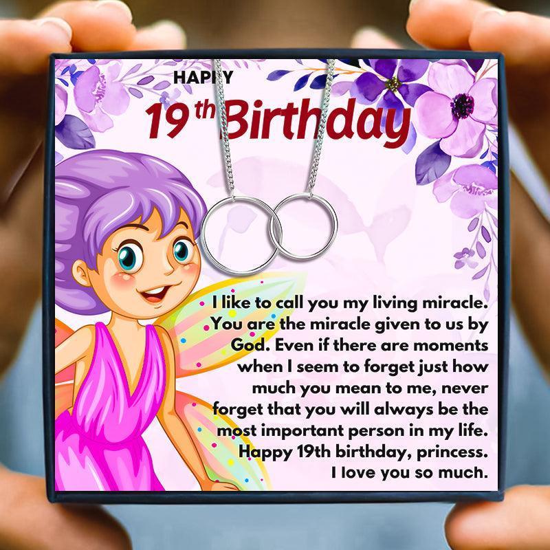 19th Happy Birthday Cute Gift Necklace For Her - birthday necklace - 19th Happy Birthday Cute Gift Necklace For Her - Rose Gold - by Hunny Life