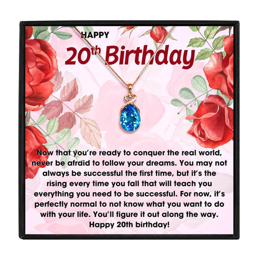 20th Birthday Gift Necklace Set For Her - birthday necklace - 20th Birthday Gift Necklace Set For Her - Blue Crystal Necklace - by Hunny Life