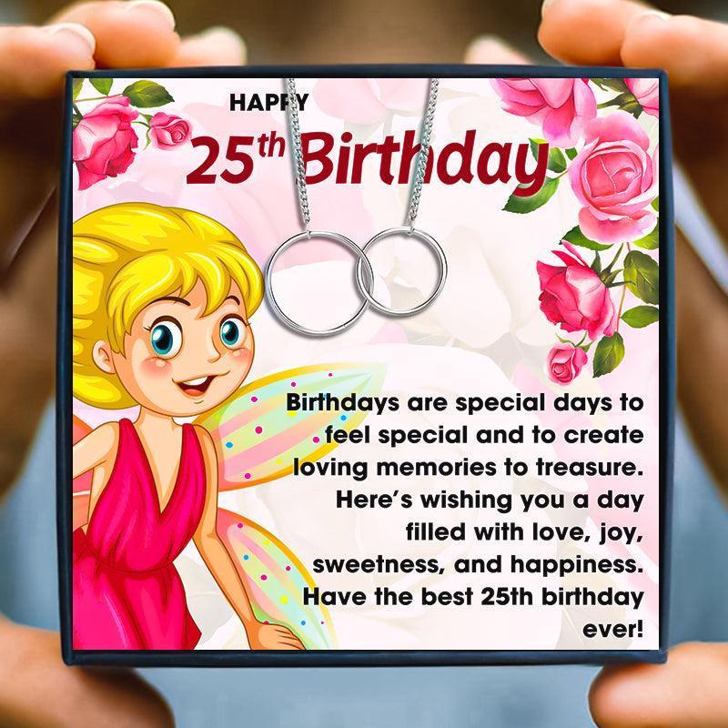 25th Happy Birthday Jewelry Gift for Women - birthday necklace - 25th Happy Birthday Jewelry Gift for Women - Rose Gold - by Hunny Life