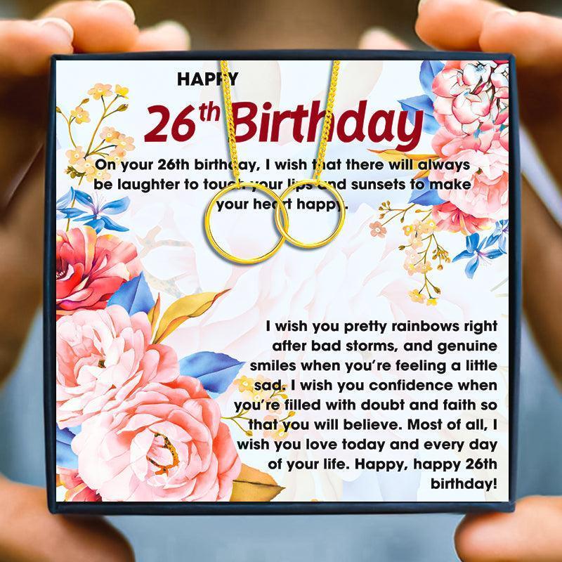 26th Happy Birthday Jewelry Gift for Women - birthday necklace - 26th Happy Birthday Jewelry Gift for Women - Rose Gold - by Hunny Life