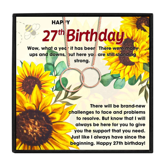 27th Birthday Gift Necklace Set for Women - birthday necklace - 27th Birthday Gift Necklace Set for Women - Rose Gold - by Hunny Life