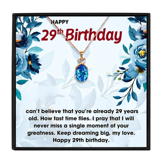 29th Birthday Ideas For Her - birthday necklace - 29th Birthday Ideas For Her - Blue Crystal Necklace - by Hunny Life