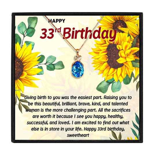 33rd Birthday Gifts for 33 Year Old Women - birthday necklace - 33rd Birthday Gifts for 33 Year Old Women - Blue Crystal Necklace - by Hunny Life