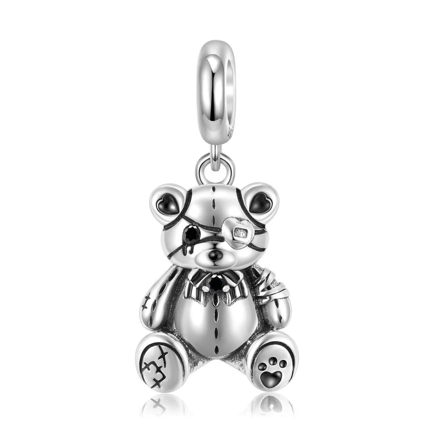 925 Silver Cute Bear Plain Charm Bracelet Beads - Charms & Pendants - 925 Silver Cute Bear Plain Charm Bracelet Beads - PD0819 - by Hunny Life