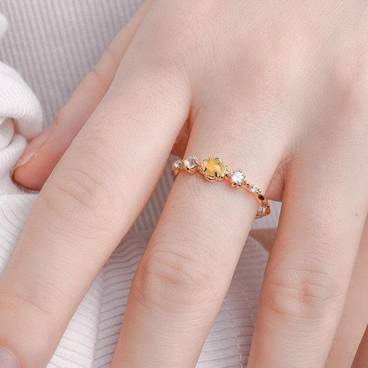 925 Silver Plated 14K Gold Female Ring - rings - 925 Silver Plated 14K Gold Female Ring - 925opal / 10th - by Hunny Life