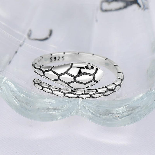 925 Silver Vintage Snake Head Ring - rings - 925 Silver Vintage Snake Head Ring - Silver - by Hunny Life