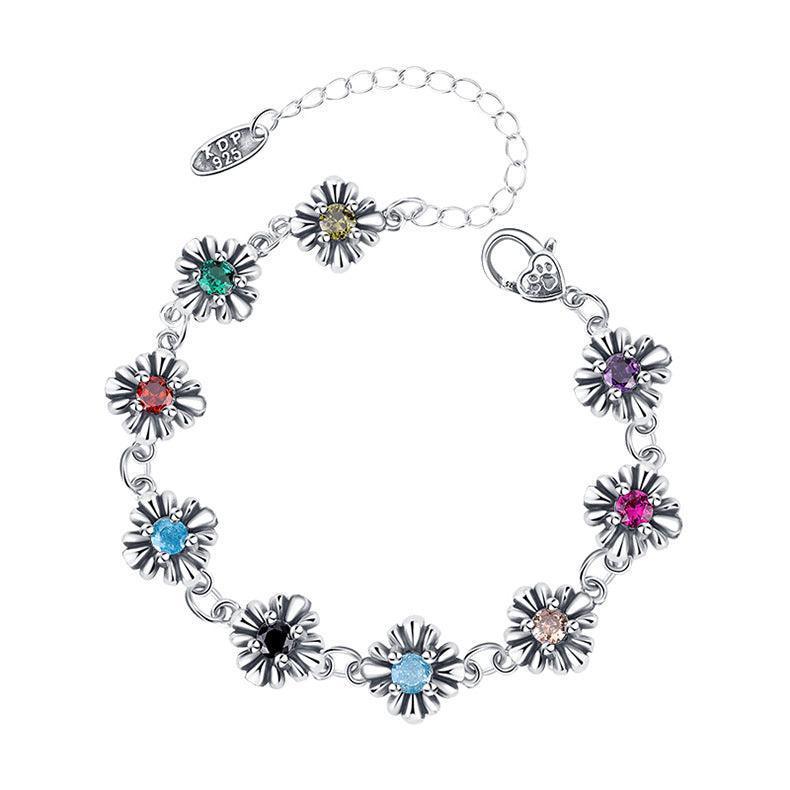 925 Sterling Silver Antique Color Diamond Bracelet - Bracelets - 925 Sterling Silver Antique Color Diamond Bracelet - Silver - by Hunny Life