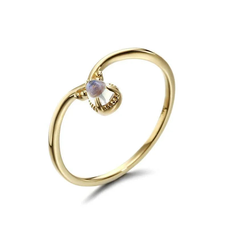 925 Sterling Silver Natural Blue Moonstone V-shaped - rings - 925 Sterling Silver Natural Blue Moonstone V-shaped - Moonstone Vshaped ring / 10th - by Hunny Life