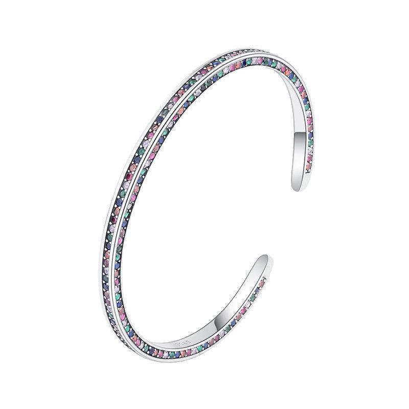 925 Sterling Silver Rainbow Zircon Bracelet Women - Bracelets - 925 Sterling Silver Rainbow Zircon Bracelet Women - Silver - by Hunny Life