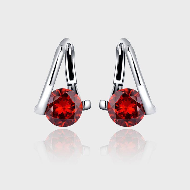 925 Sterling Silver Vintage Red Gemstone Earrings - Earrings - 925 Sterling Silver Vintage Red Gemstone Earrings - KDP855 - by Hunny Life