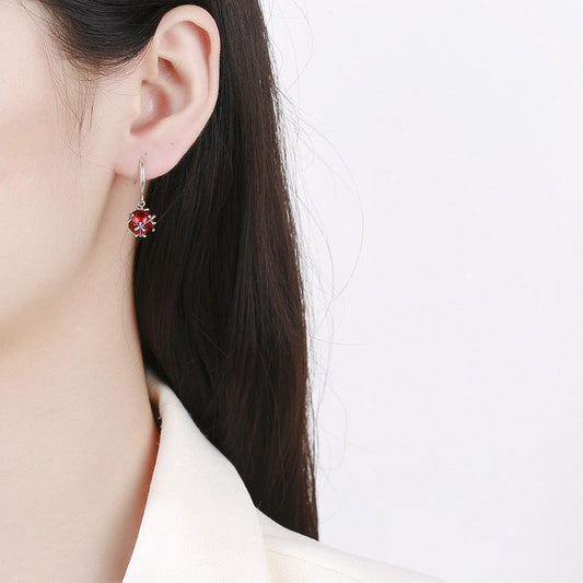 925 Sterling Silver Vintage Red Gemstone Earrings - Earrings - 925 Sterling Silver Vintage Red Gemstone Earrings - KDP855 - by Hunny Life