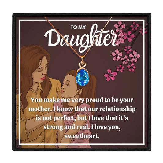 Adorable Mother & Daughter Gift Jewelry Set - daughter necklaces - Adorable Mother & Daughter Gift Jewelry Set - Blue Crystal Necklace / Rose Gold - by Hunny Life