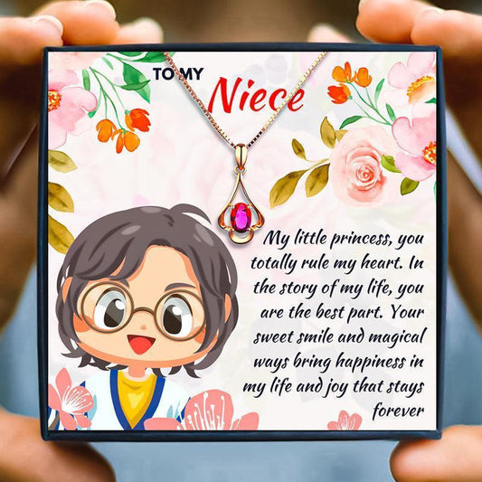 Always & Forever My Niece Necklace Gift Set From Aunt - Niece Necklace - Always & Forever My Niece Necklace Gift Set From Aunt - Red Crystal Necklace - by Hunny Life