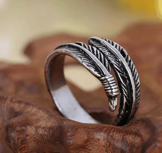 Antique Feather 925 Sterling Silver Ring - ring - Antique Feather 925 Sterling Silver Ring - Antique Feather Ring 925 Sterling Silver - by Hunny Life