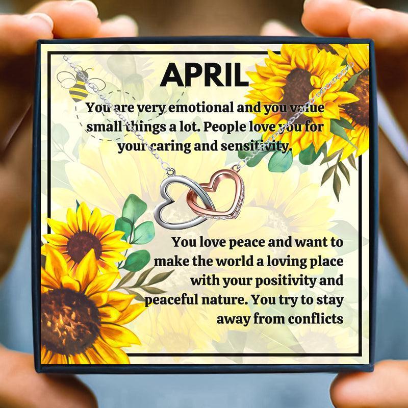 April Birth Month Birthstone Love Knot Necklace Gift Set - Month necklace - April Birth Month Birthstone Love Knot Necklace Gift Set - Free Box / Double Heart - by Hunny Life