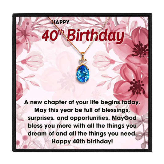 Awesome 40th Birthday Gifts For Her - birthday necklace - Awesome 40th Birthday Gifts For Her - Blue Crystal Necklace - by Hunny Life
