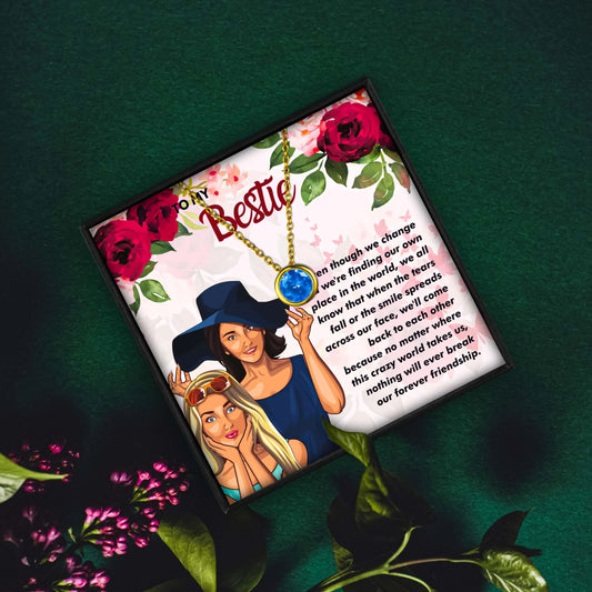 Best Friend Birthstone Necklace - Friendship Birthstone Necklace - Best Friend Birthstone Necklace - Gold / January - by Hunny Life