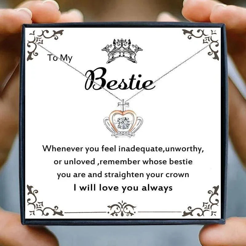 Bestie Crown Pendant Necklaces - Friendship Necklace - Bestie Crown Pendant Necklaces - Default Title - by Hunny Life