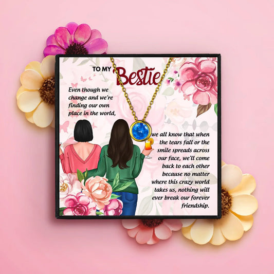 BFF Birthstone Necklace with Heartfelt Message - Friendship Birthstone Necklace - BFF Birthstone Necklace with Heartfelt Message - Gold / January - by Hunny Life