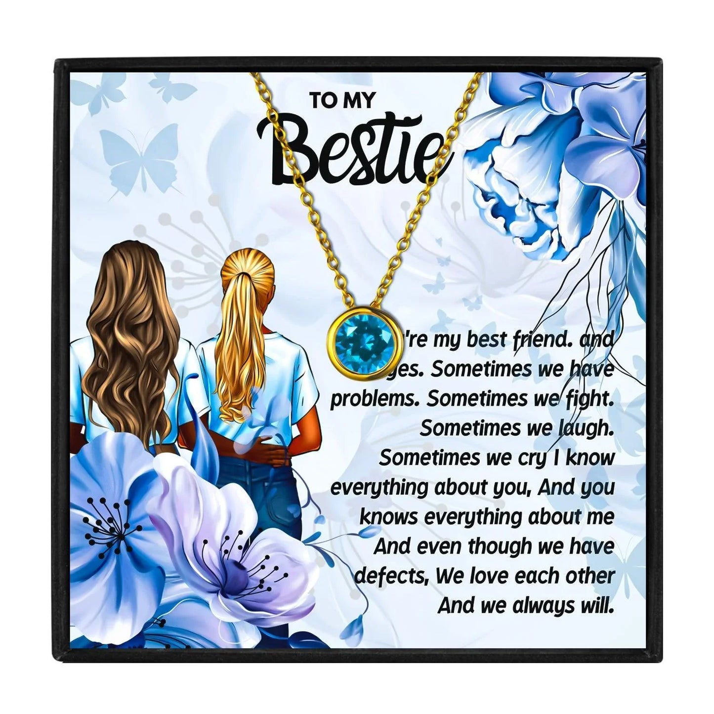 Birth Month Necklace For Best Friend - Friendship Birthstone Necklace - Birth Month Necklace For Best Friend - Gold / December - by Hunny Life