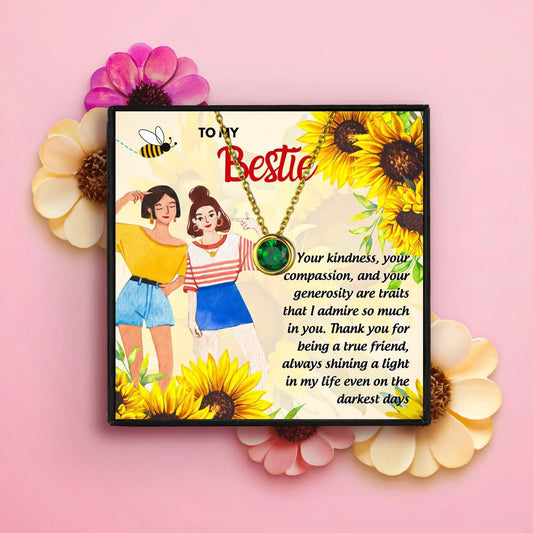 Birthstone Necklace For BFF With Meaningful Message - Friendship Birthstone Necklace - Birthstone Necklace For BFF With Meaningful Message - Gold / January - by Hunny Life