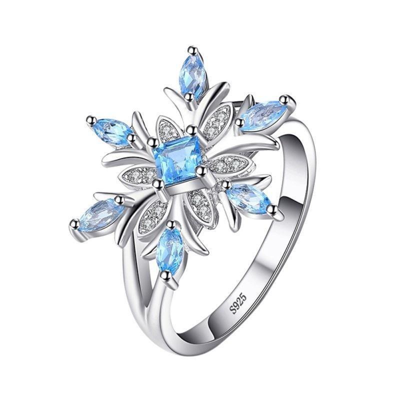 Blue Star Zircon Flower Rings - ring - Blue Star Zircon Flower Rings - Blue / 6 - by Hunny Life