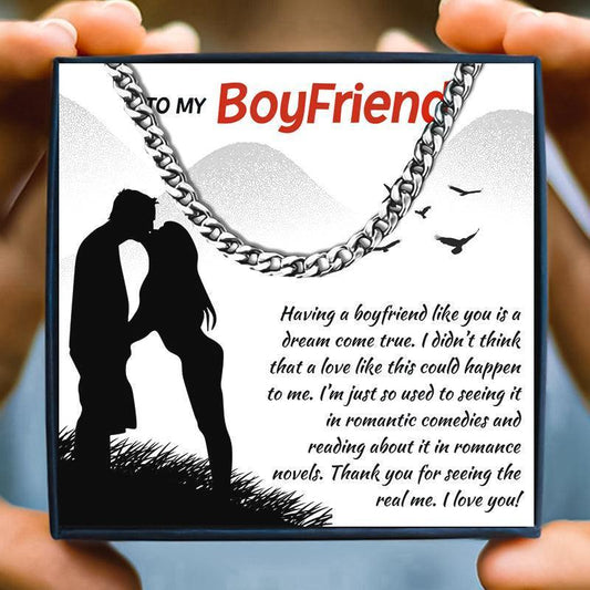 Boyfriend Chain Necklace From Girlfriend - boyfriend necklace - Boyfriend Chain Necklace From Girlfriend - Silver / 50cm / 5mm - by Hunny Life