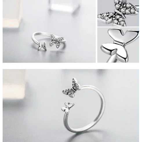 Butterfly S925 Sterling Silver Ring - ring - Butterfly S925 Sterling Silver Ring - white - by Hunny Life