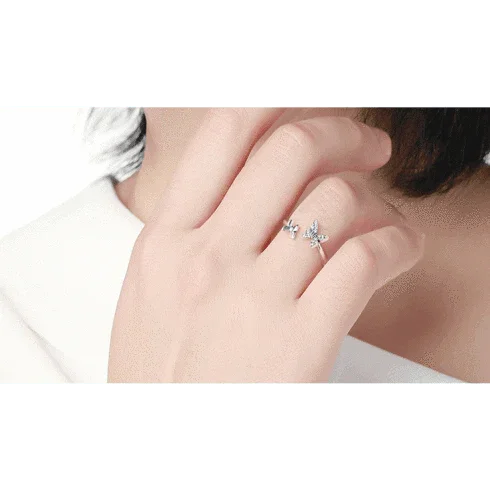 Butterfly S925 Sterling Silver Ring - ring - Butterfly S925 Sterling Silver Ring - white - by Hunny Life
