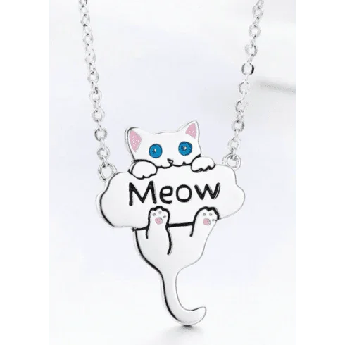 Cat S925 Sterling Silver Necklace - necklaces - Cat S925 Sterling Silver Necklace - Silver - by Hunny Life