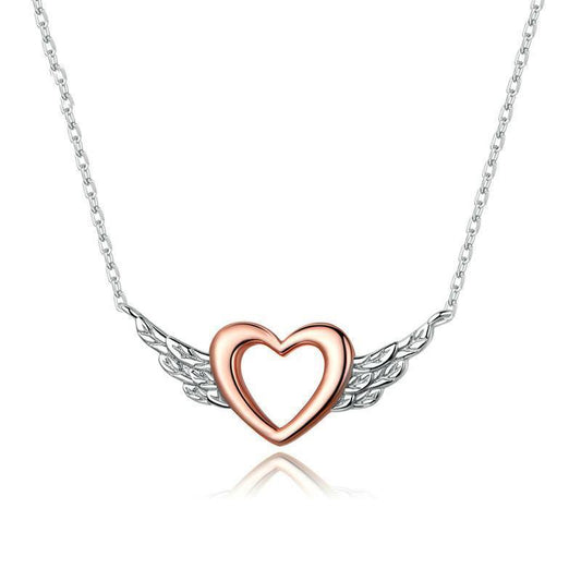 Charm Love Wings Rose Gold Necklace - necklace - Charm Love Wings Rose Gold Necklace - Silver - by Hunny Life