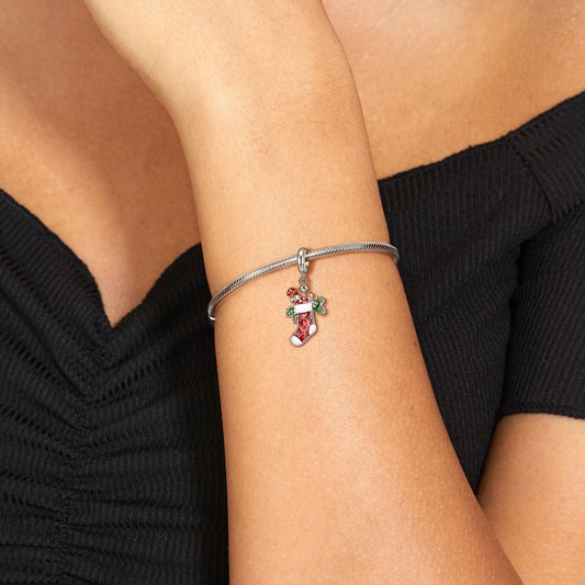 Christmas Socks S925 Silver Charm Bracelet Beads - Charms - Christmas Socks S925 Silver Charm Bracelet Beads - PD0854 - by Hunny Life