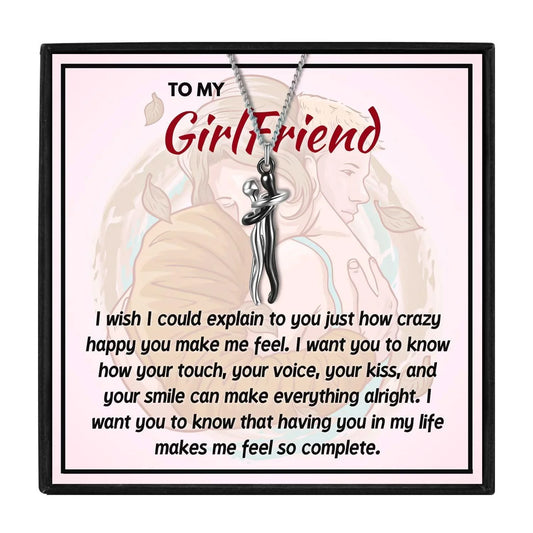 Couple Hug Pendant Necklace For Girlfriend - Girlfriend Necklaces - Couple Hug Pendant Necklace For Girlfriend - Black and Silver - by Hunny Life