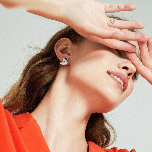 Creative Cute Planet Astronaut Earrings - Earrings - Creative Cute Planet Astronaut Earrings - Silver - by Hunny Life