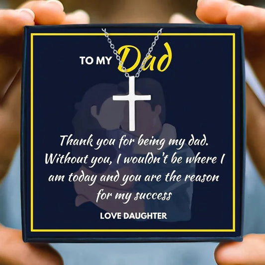 Cross Necklace Gift Necklace For Dad - dad necklace - Cross Necklace Gift Necklace For Dad - Default Title - by Hunny Life