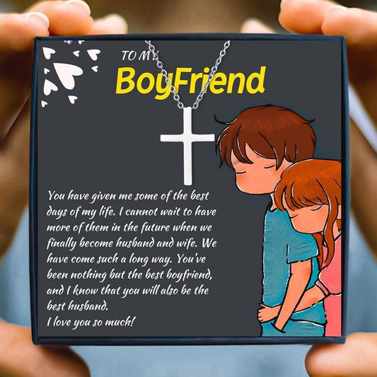 Cross Necklace Gifts for Boyfriend From Boyfriend - boyfriend necklace - Cross Necklace Gifts for Boyfriend From Boyfriend - Default Title - by Hunny Life