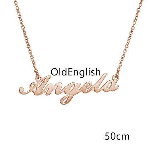 Custom Name Necklace - Custom Name Necklaces - Custom Name Necklace - Rose Gold / 50cm / OldEnglish - by Hunny Life