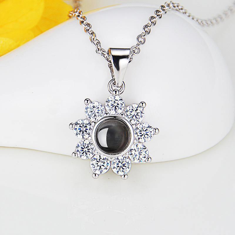 Custom Photo Name Projection Necklace - Custom Name Necklaces - Custom Photo Name Projection Necklace - White gold - by Hunny Life