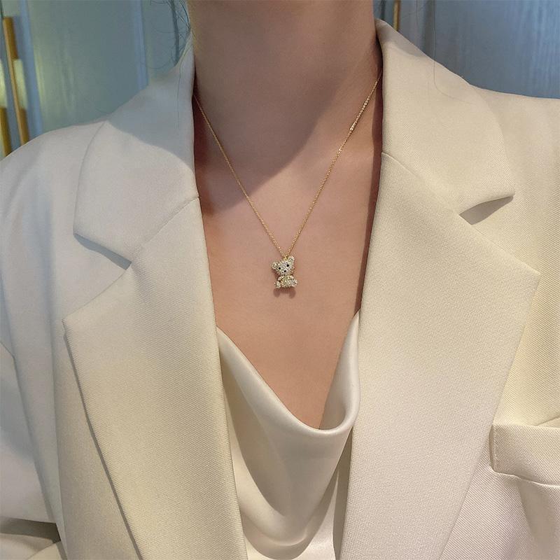Cute Bear Necklace Female Clavicle Chain - necklaces - Cute Bear Necklace Female Clavicle Chain - Bear necklace - by Hunny Life