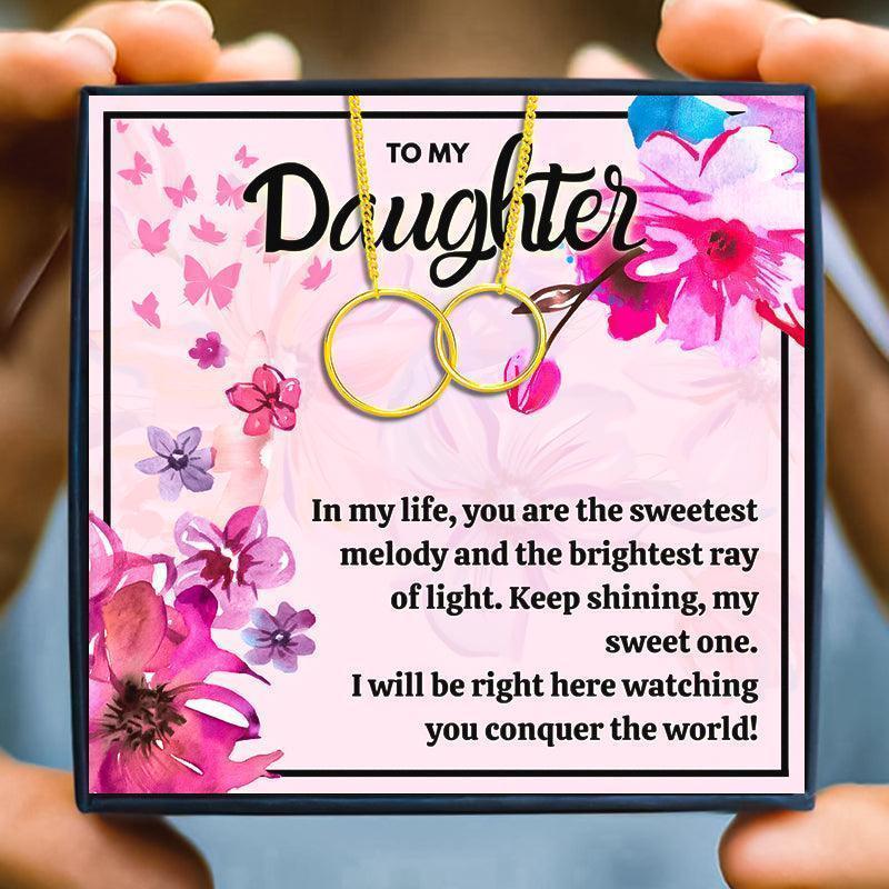 Daughter Double Circle Necklace Gift Set - daughter necklaces - Daughter Double Circle Necklace Gift Set - Rose Gold - by Hunny Life