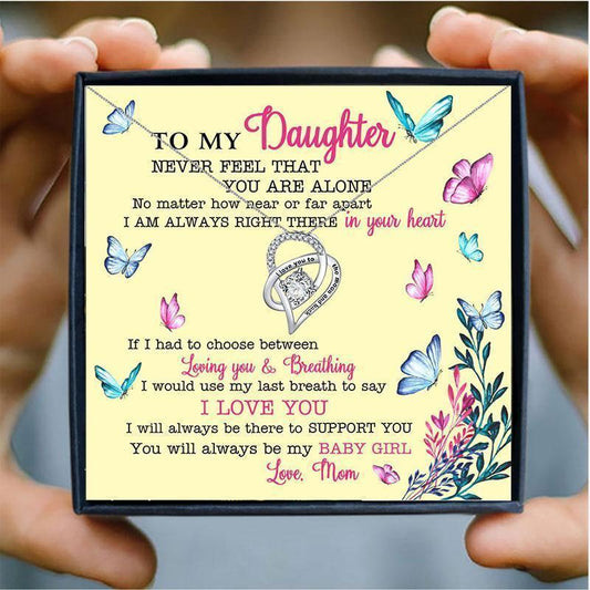 Daughter Heart Pendant Necklaces From Mom - daughter necklaces - Daughter Heart Pendant Necklaces From Mom - Default Title - by Hunny Life