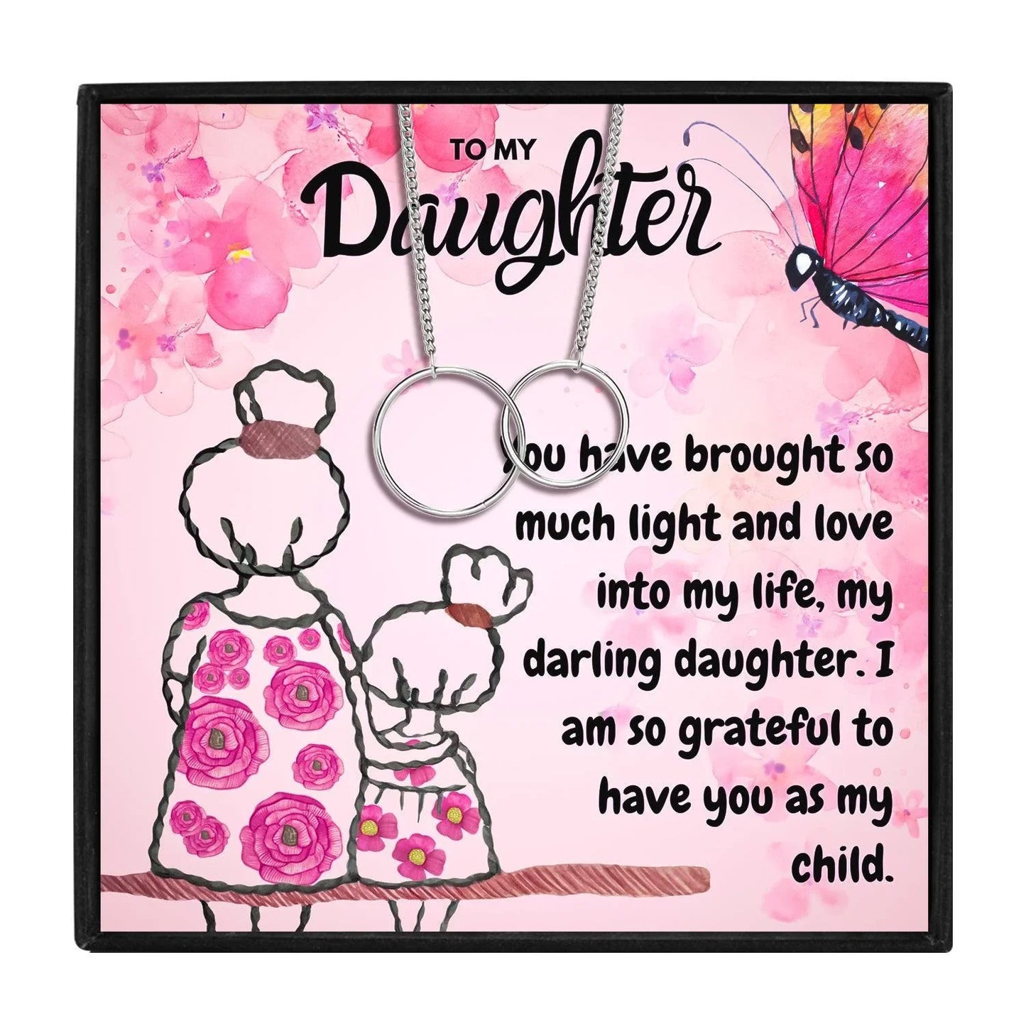 Daughter Part of My Heart Double Circle Necklace From Mom - daughter necklaces - Daughter Part of My Heart Double Circle Necklace From Mom - Silver - by Hunny Life