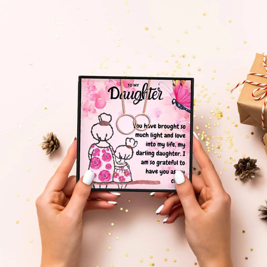 Daughter Part of My Heart Double Circle Necklace From Mom - daughter necklaces - Daughter Part of My Heart Double Circle Necklace From Mom - Rose Gold - by Hunny Life