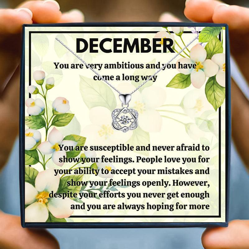 December Birth Month Birthstone Love Knot Necklace Gift Set - Month necklace - December Birth Month Birthstone Love Knot Necklace Gift Set - Free Box / Crystal Heart - by Hunny Life
