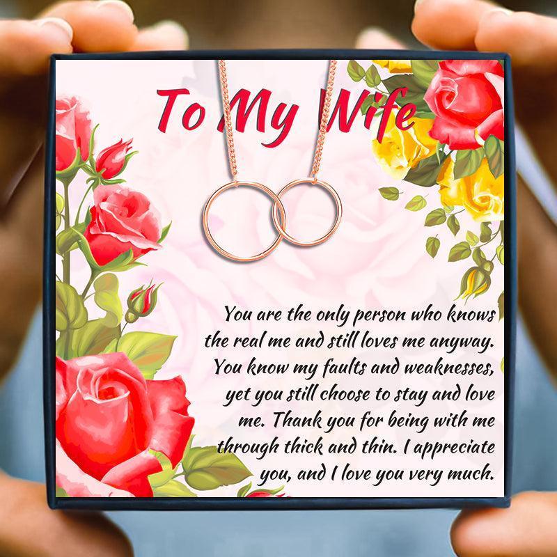 Double Circle Anniversary Necklace for My Wife - wife necklaces - Double Circle Anniversary Necklace for My Wife - Rose Gold - by Hunny Life