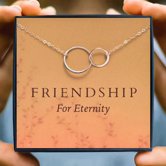 Double Circle Best Friend Necklace Gift - Friendship Necklace - Double Circle Best Friend Necklace Gift - Rose Gold - by Hunny Life